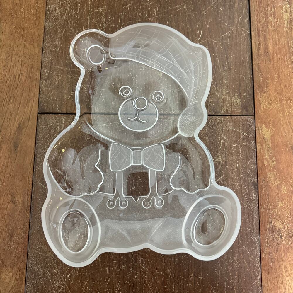Vintage Mikasa Crystal Christmas Teddy Bear Frosted‎ Serving Plater Plate